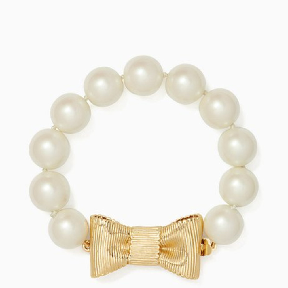 Kate Spade All Wrapped Pearls Bow Bracelet Gold